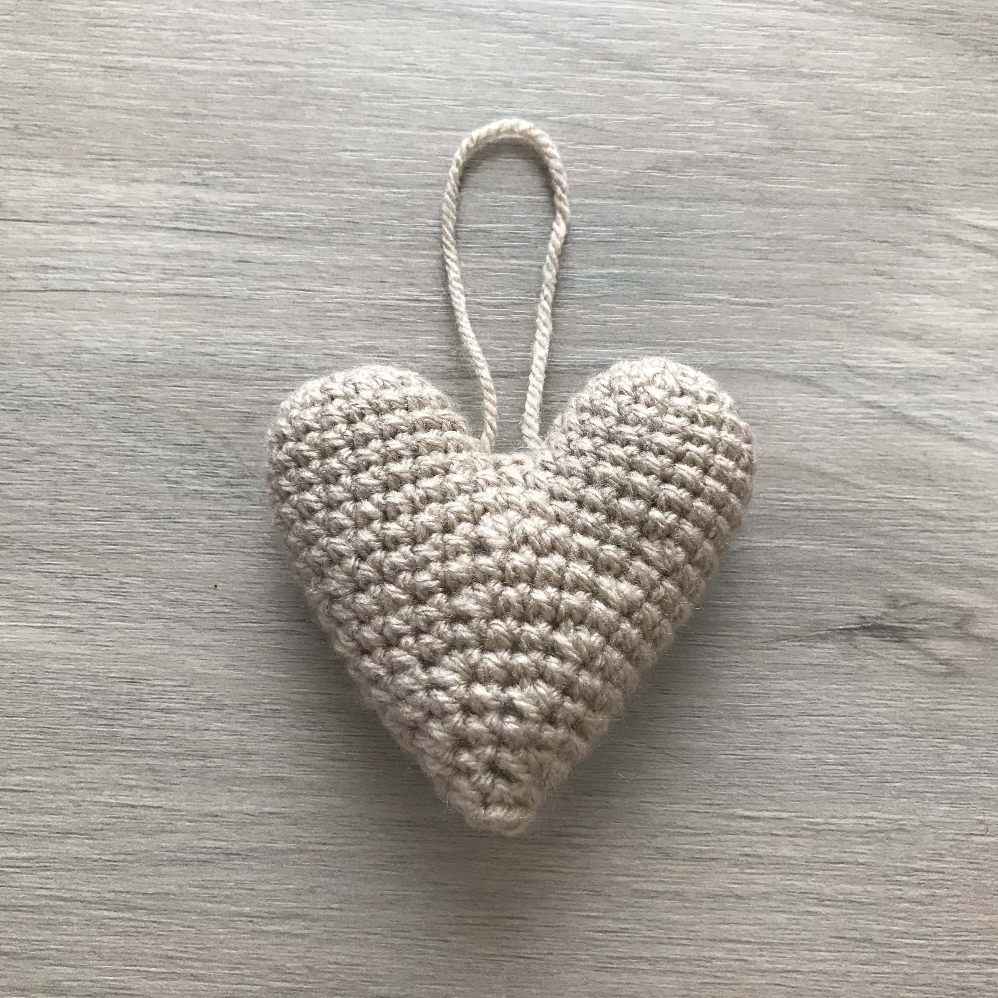 Crochet Beige Heart Hanging Decoration