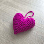 Crochet Magenta Hanging Heart Decoration