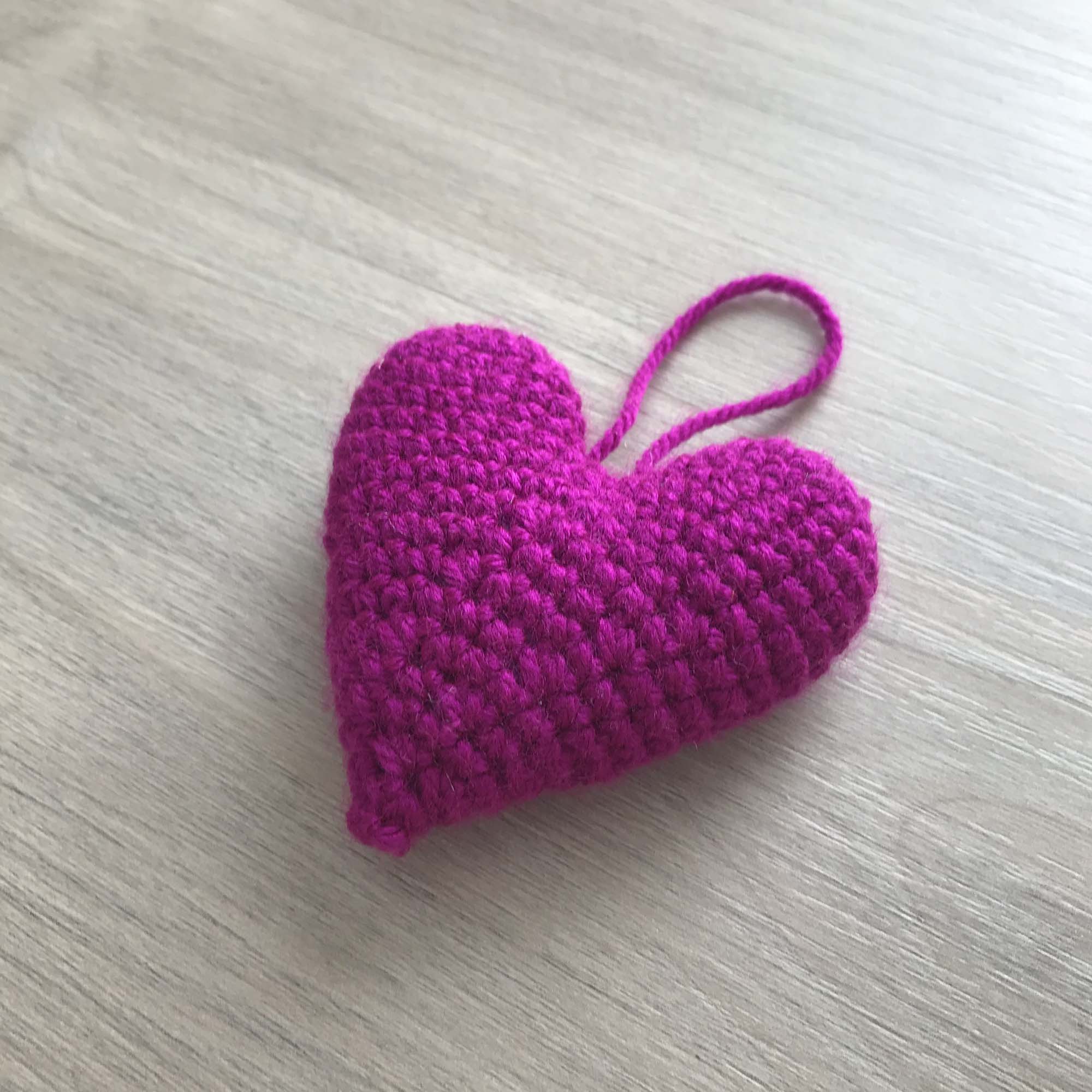 Crochet Magenta Hanging Heart Decoration
