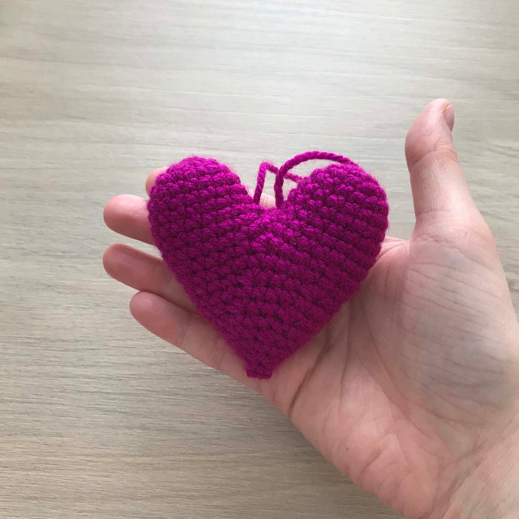 Crochet Magenta Hanging Heart Decoration