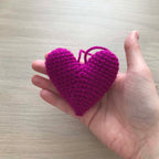 Crochet Magenta Hanging Heart Decoration