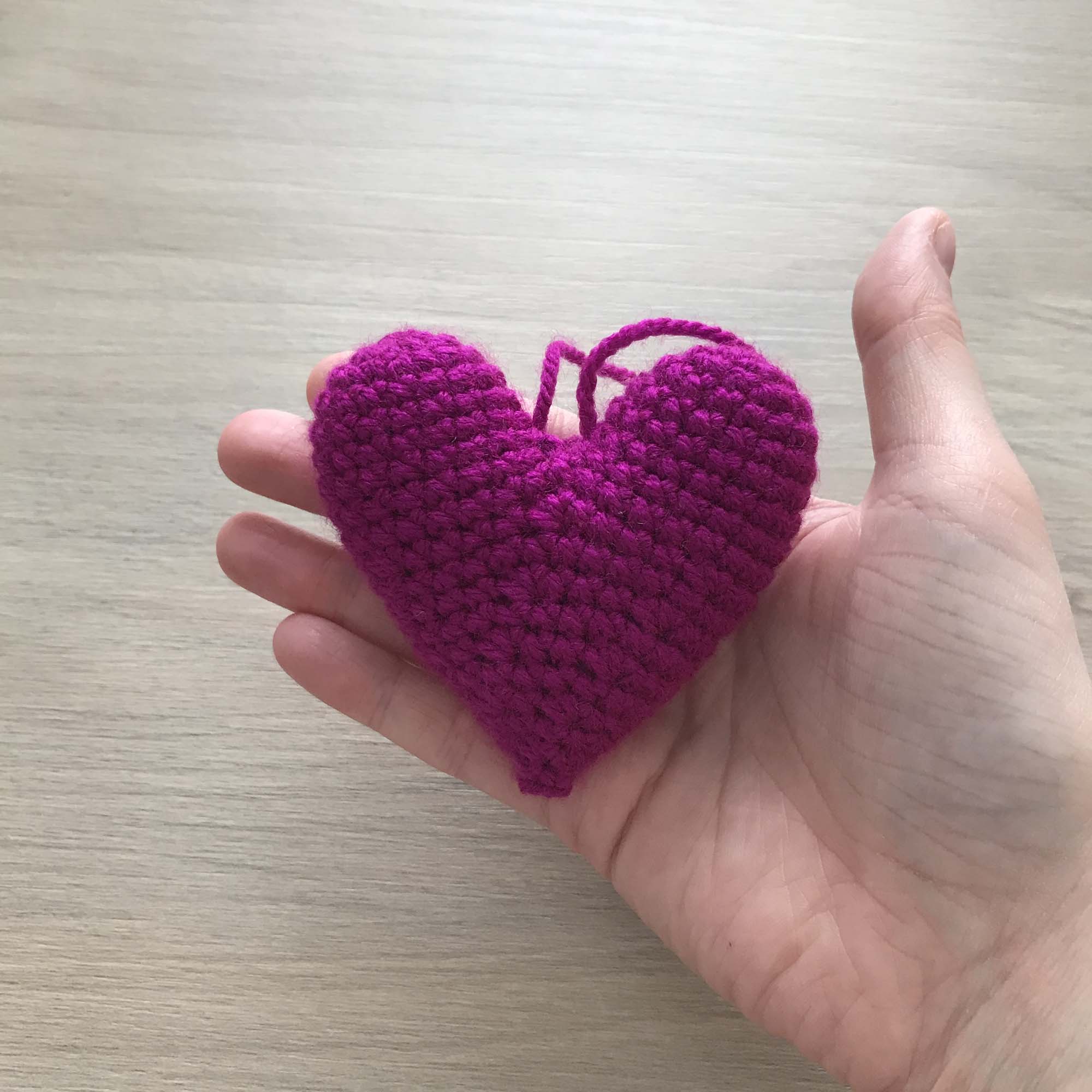 Crochet Magenta Hanging Heart Decoration