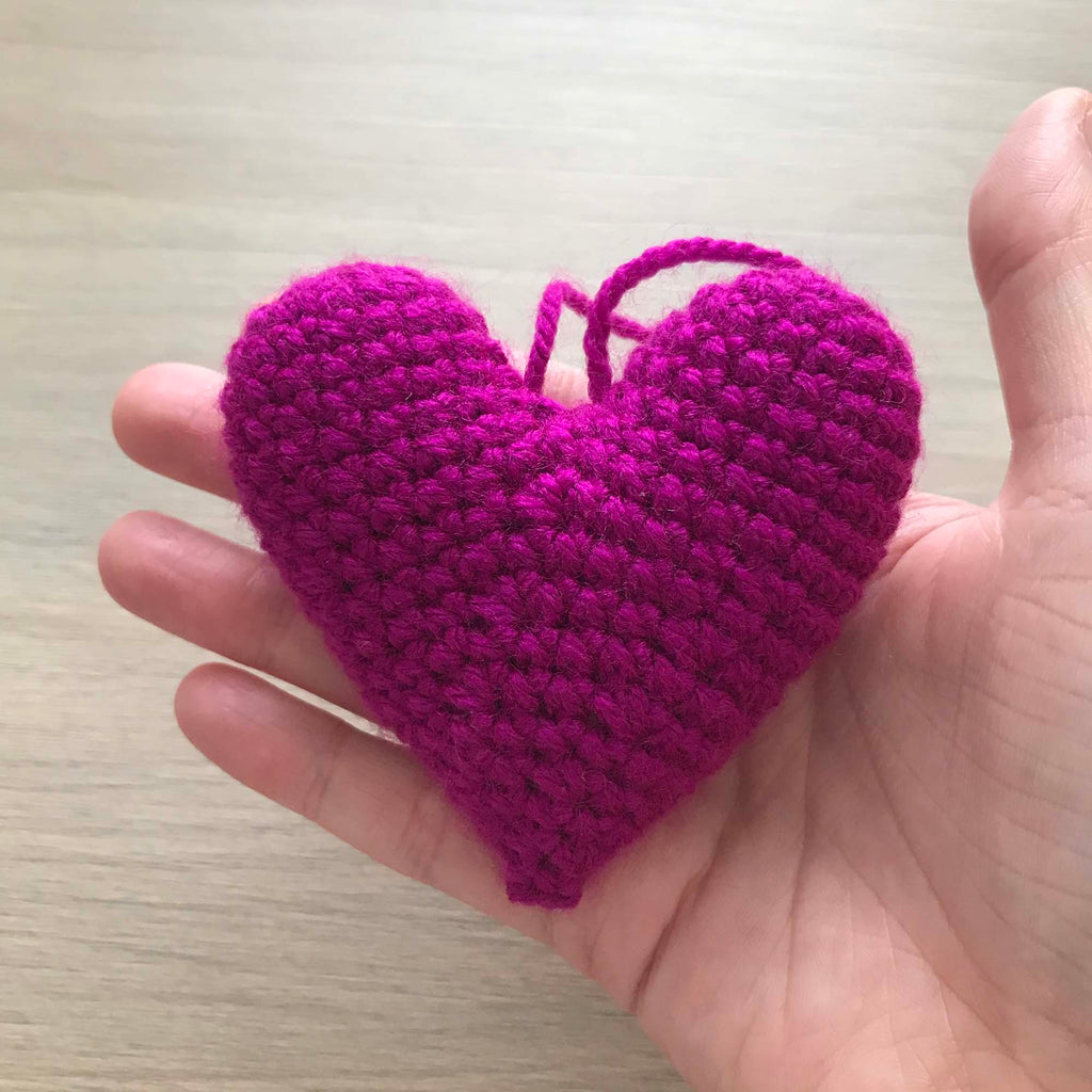 Crochet Magenta Hanging Heart Decoration