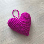 Crochet Magenta Hanging Heart Decoration