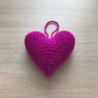 Crochet Magenta Hanging Heart Decoration