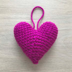 Crochet Magenta Hanging Heart Decoration
