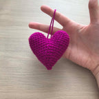 Crochet Magenta Hanging Heart Decoration