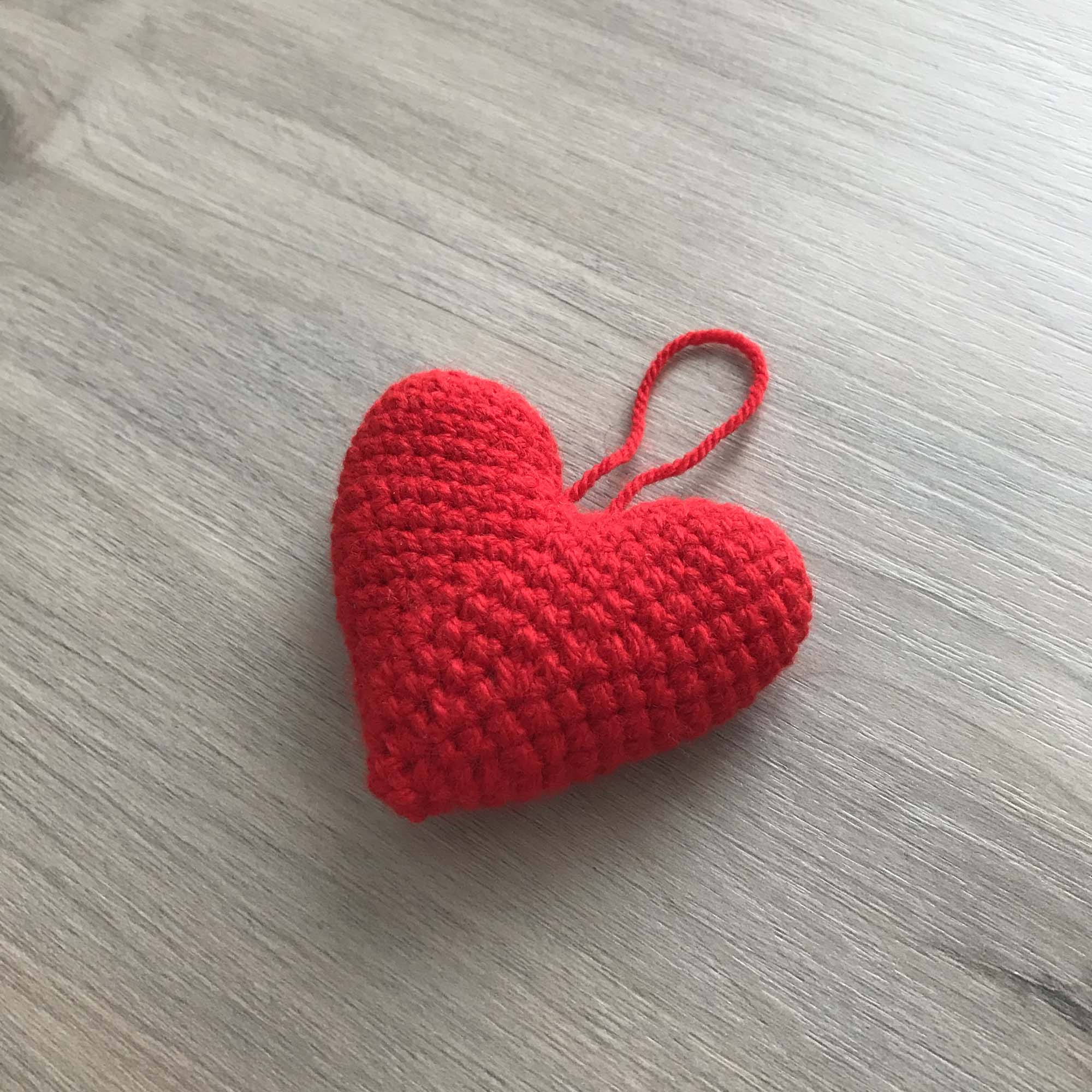 Crochet Red Hanging Heart Decoration