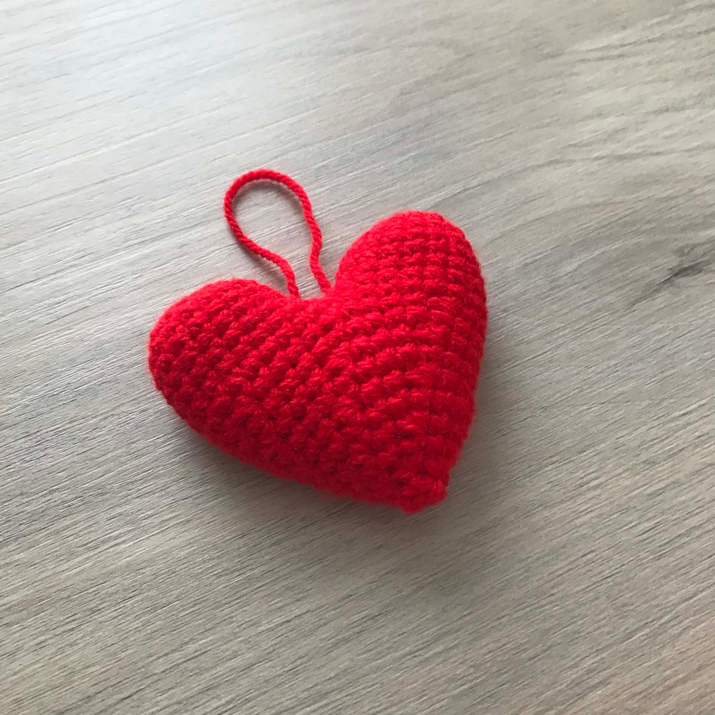Crochet Red Hanging Heart Decoration