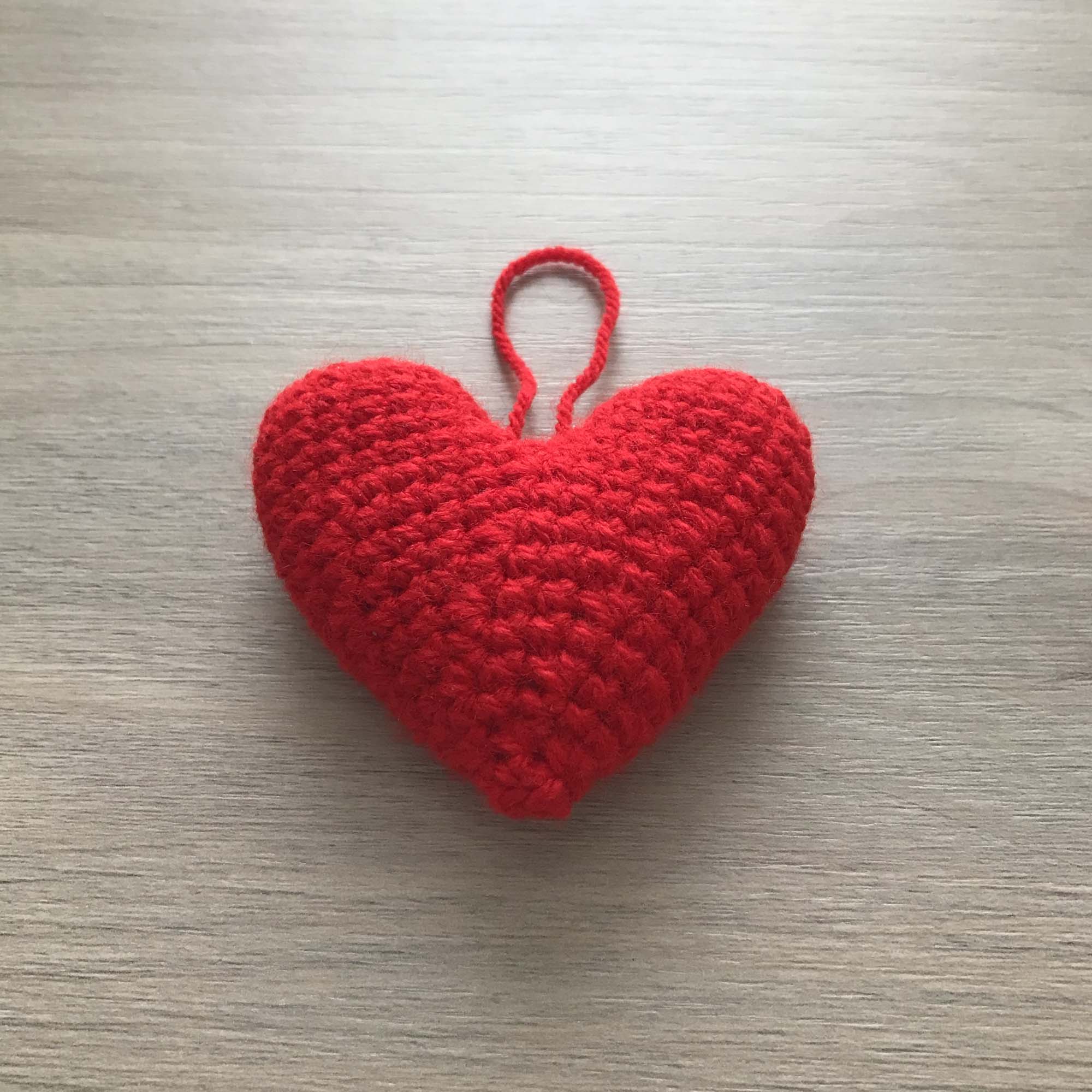 Crochet Red Hanging Heart Decoration