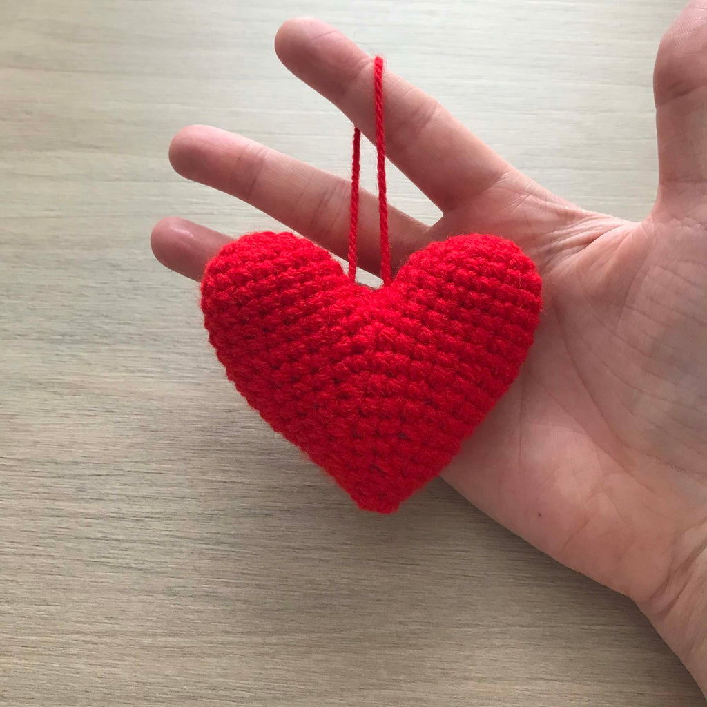 Crochet Red Hanging Heart Decoration