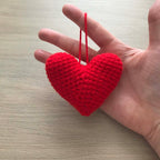 Crochet Red Hanging Heart Decoration