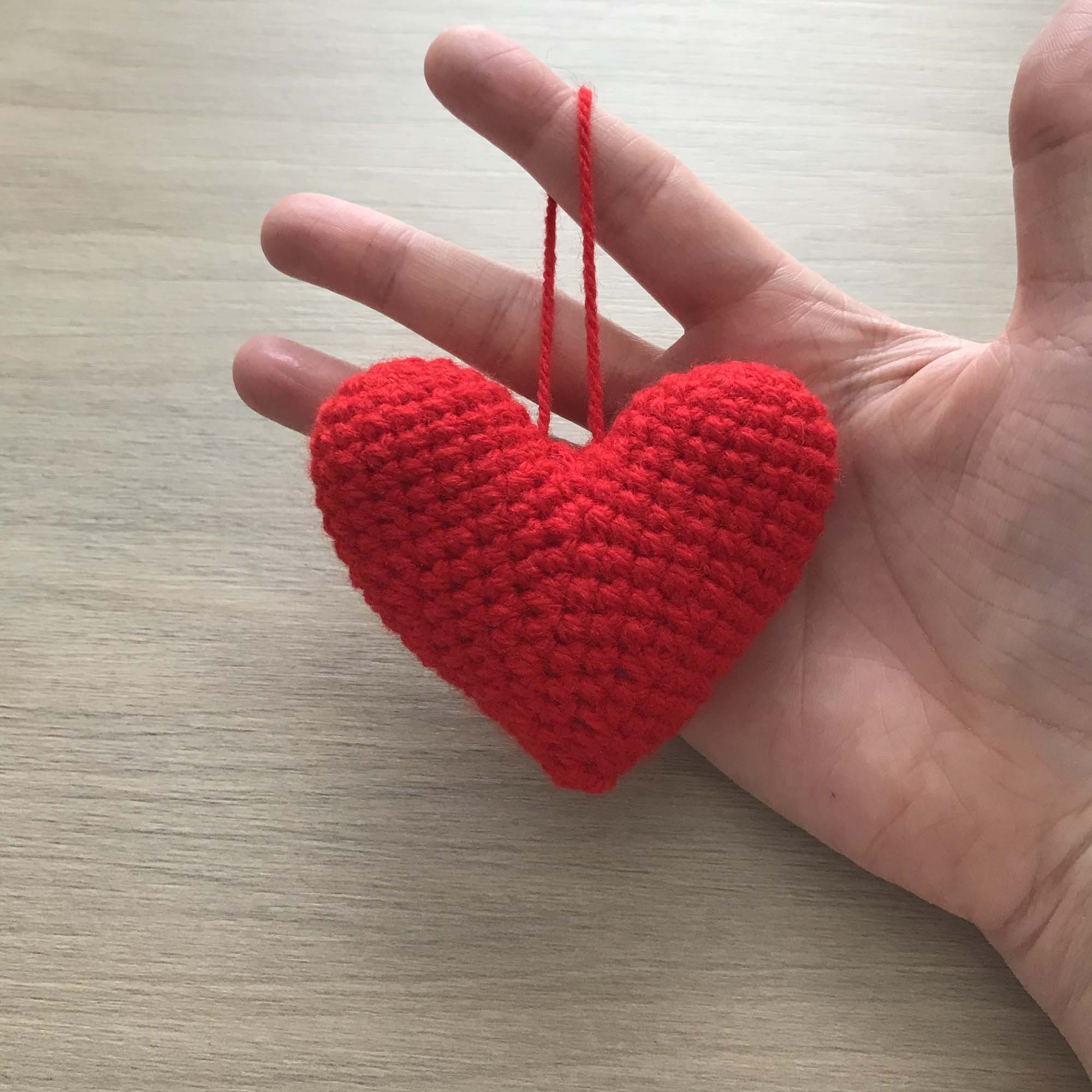 Crochet Red Hanging Heart Decoration