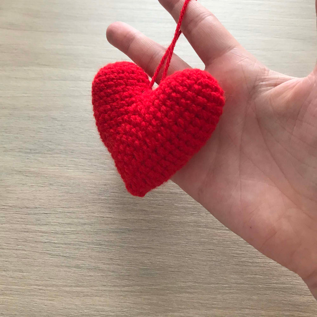 Crochet Red Hanging Heart Decoration