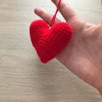 Crochet Red Hanging Heart Decoration