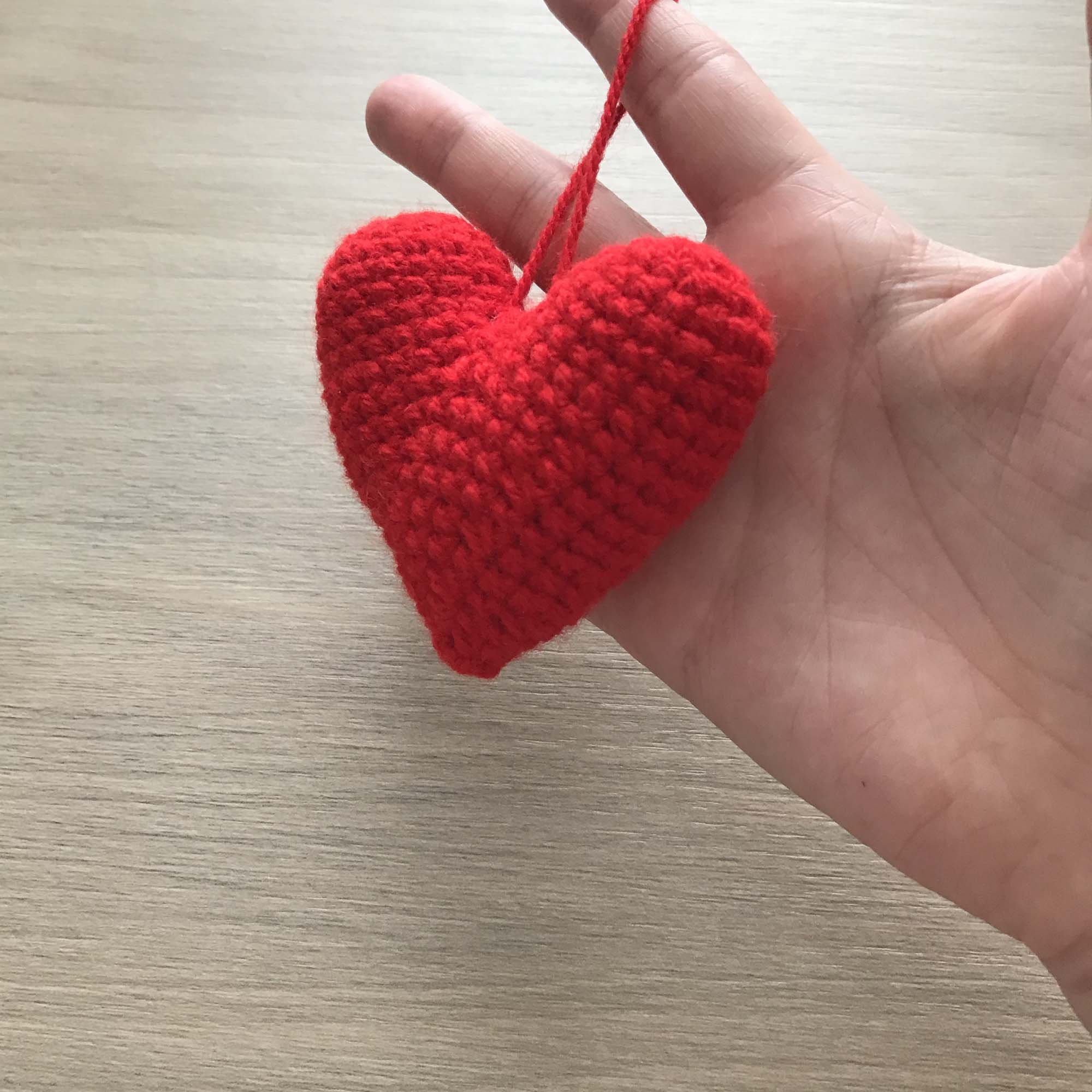 Crochet Red Hanging Heart Decoration