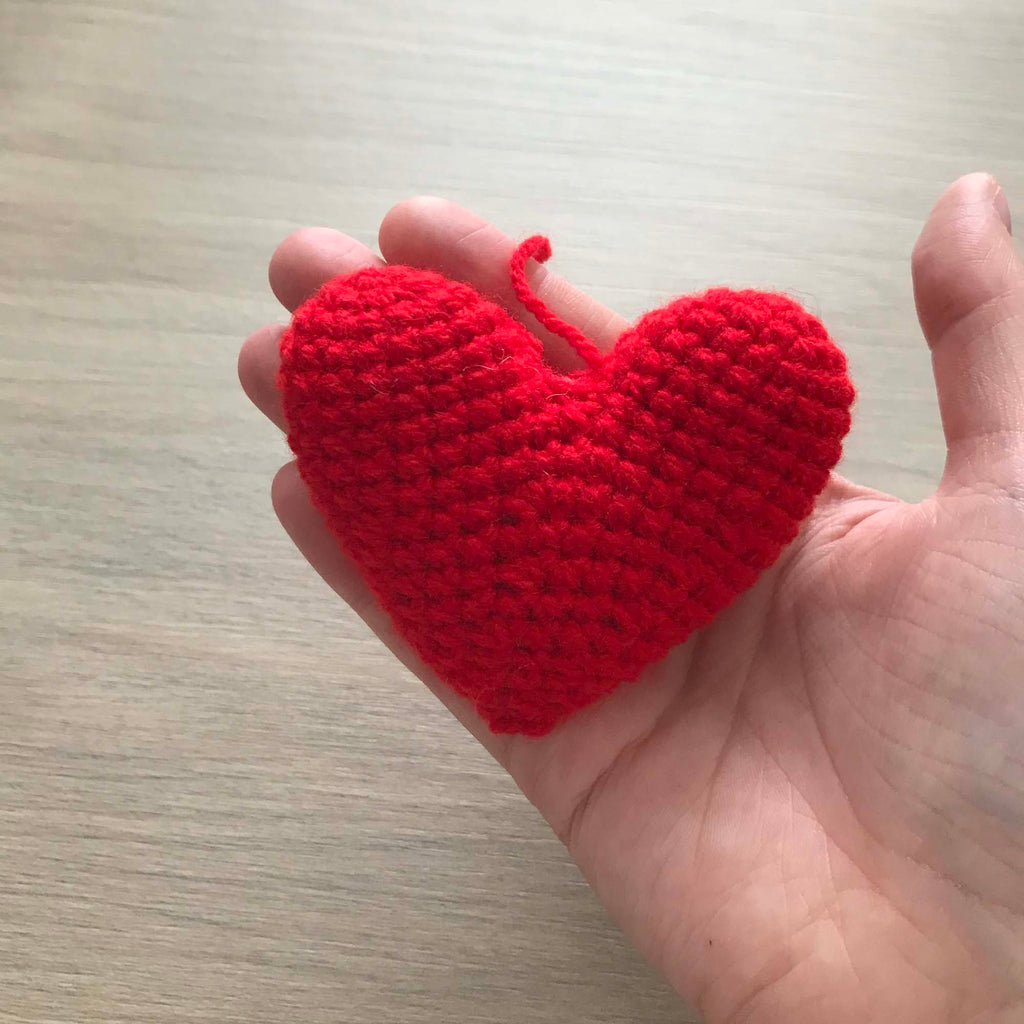 Crochet Red Hanging Heart Decoration