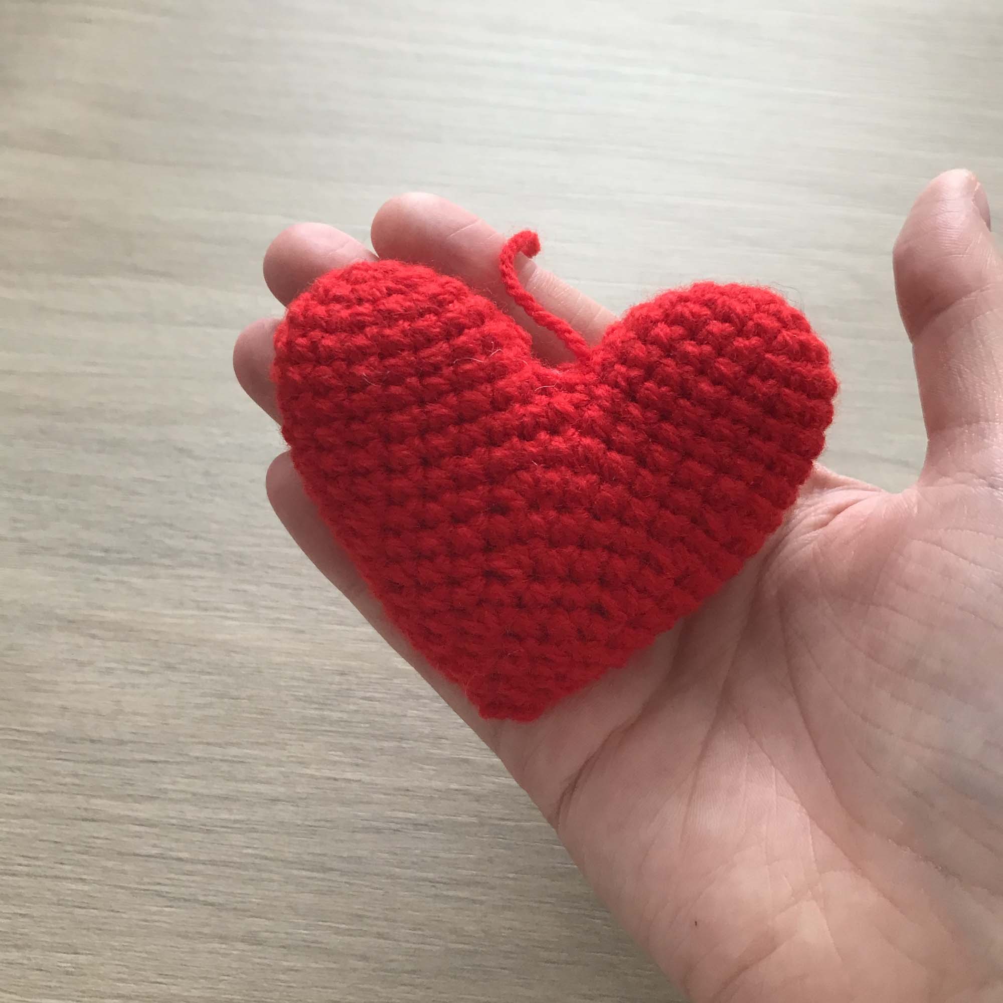 Crochet Red Hanging Heart Decoration