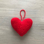 Crochet Red Hanging Heart Decoration