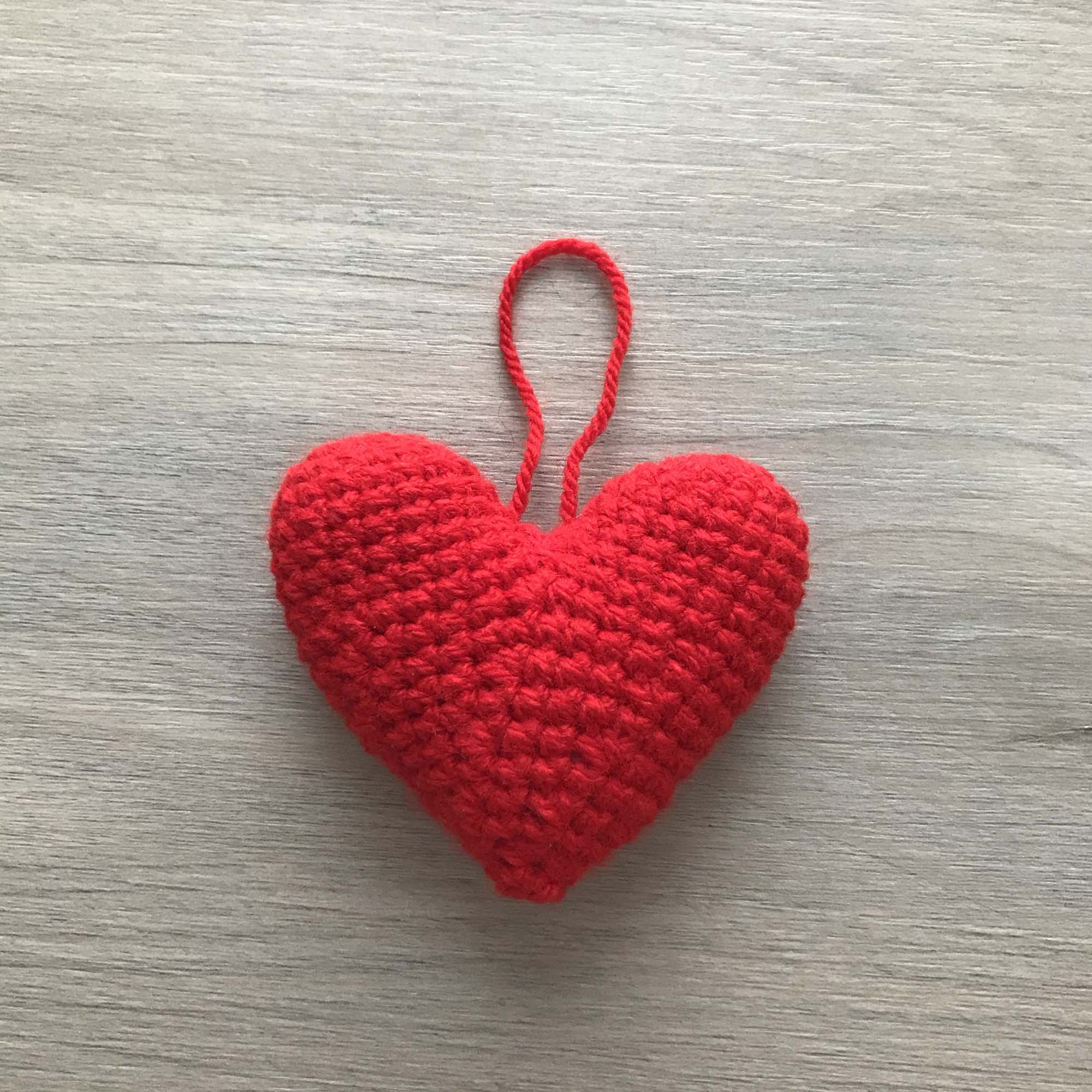Crochet Red Hanging Heart Decoration