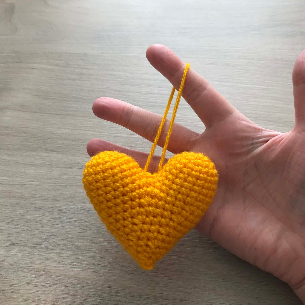 Crochet Yellow Hanging Heart Decoration