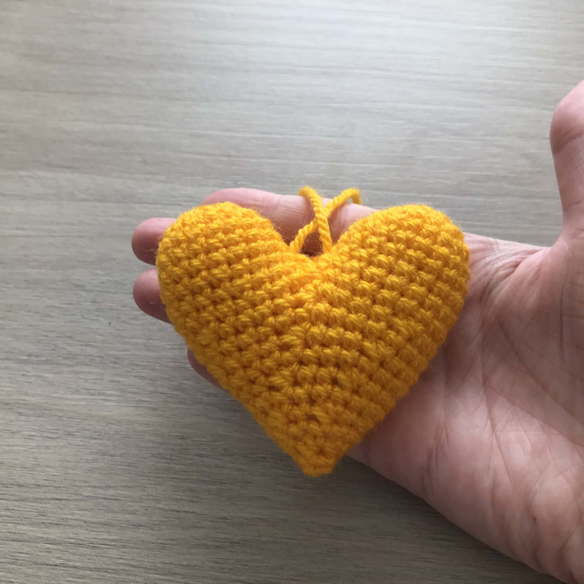 Crochet Yellow Hanging Heart Decoration