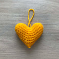 Crochet Yellow Hanging Heart Decoration