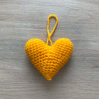 Crochet Yellow Hanging Heart Decoration