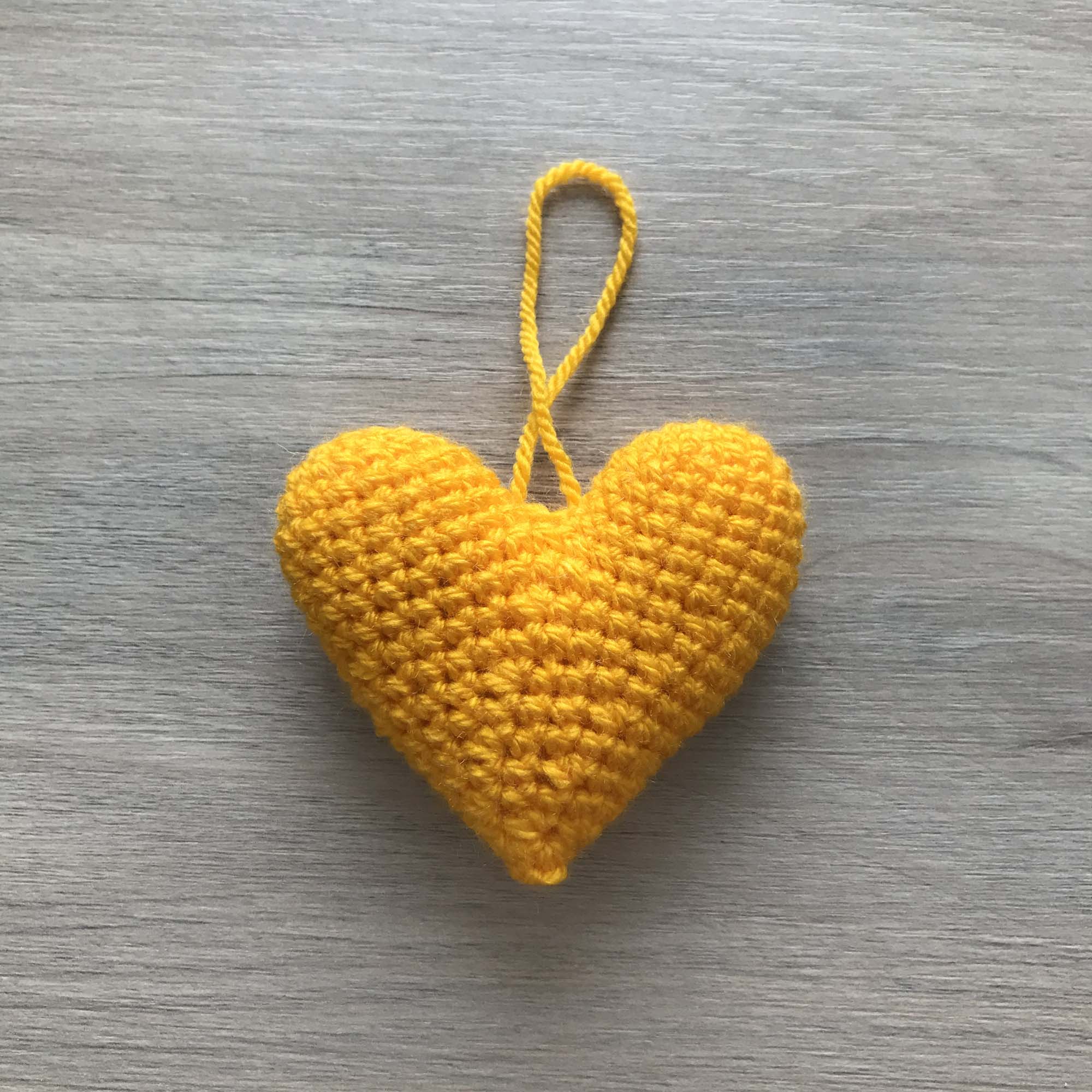 Crochet Yellow Hanging Heart Decoration