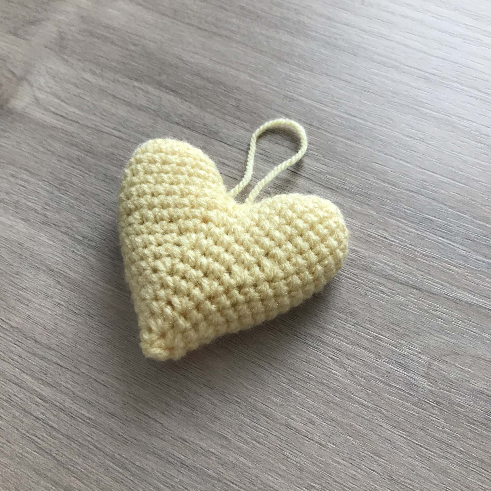Crochet Pale Yellow Hanging Heart Decoration