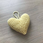 Crochet Pale Yellow Hanging Heart Decoration
