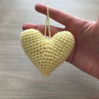 Crochet Pale Yellow Hanging Heart Decoration