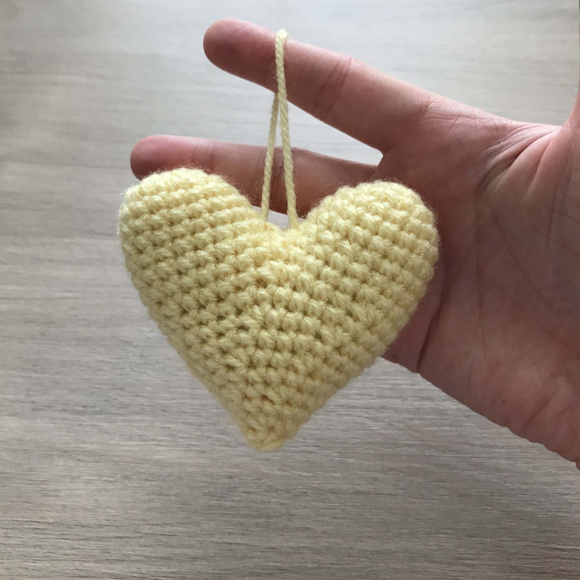 Crochet Pale Yellow Hanging Heart Decoration
