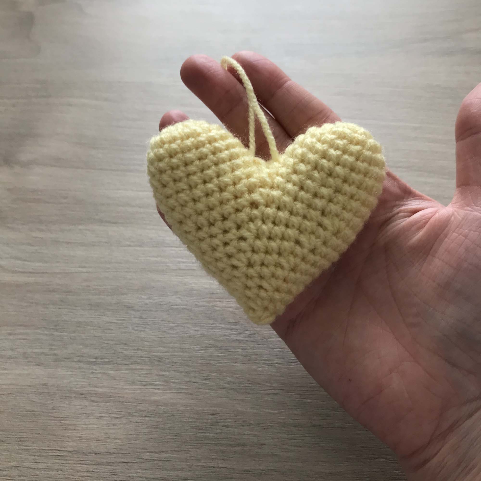 Crochet Pale Yellow Hanging Heart Decoration