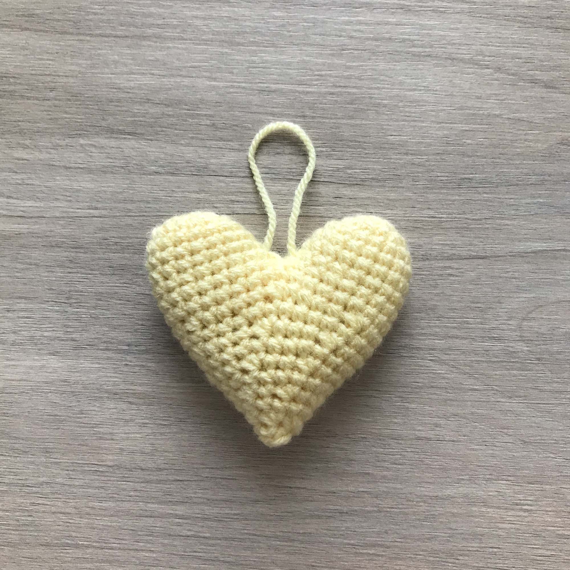 Crochet Pale Yellow Hanging Heart Decoration
