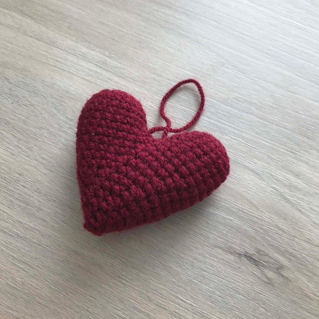 Crochet Claret Hanging Heart Decoration