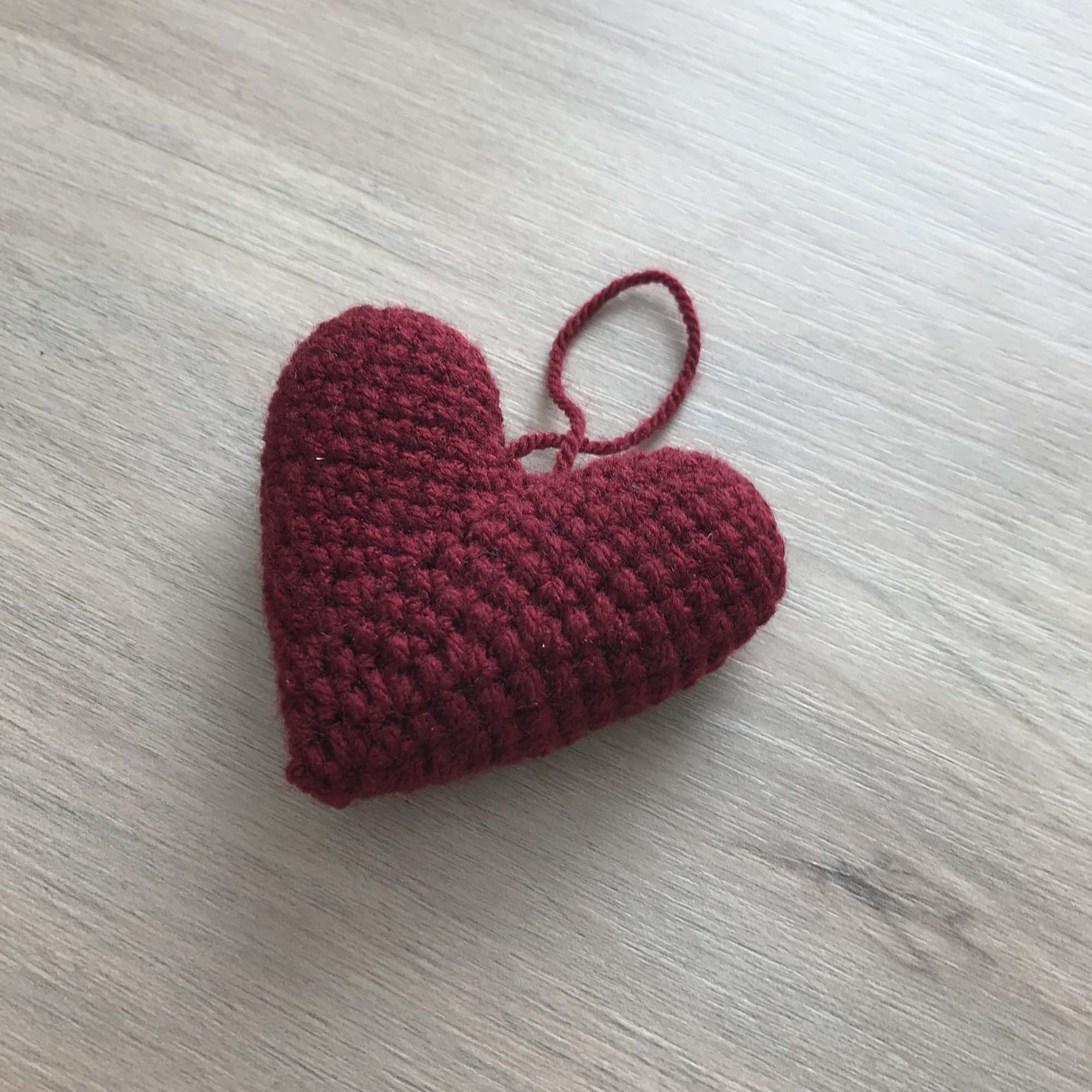 Crochet Claret Hanging Heart Decoration