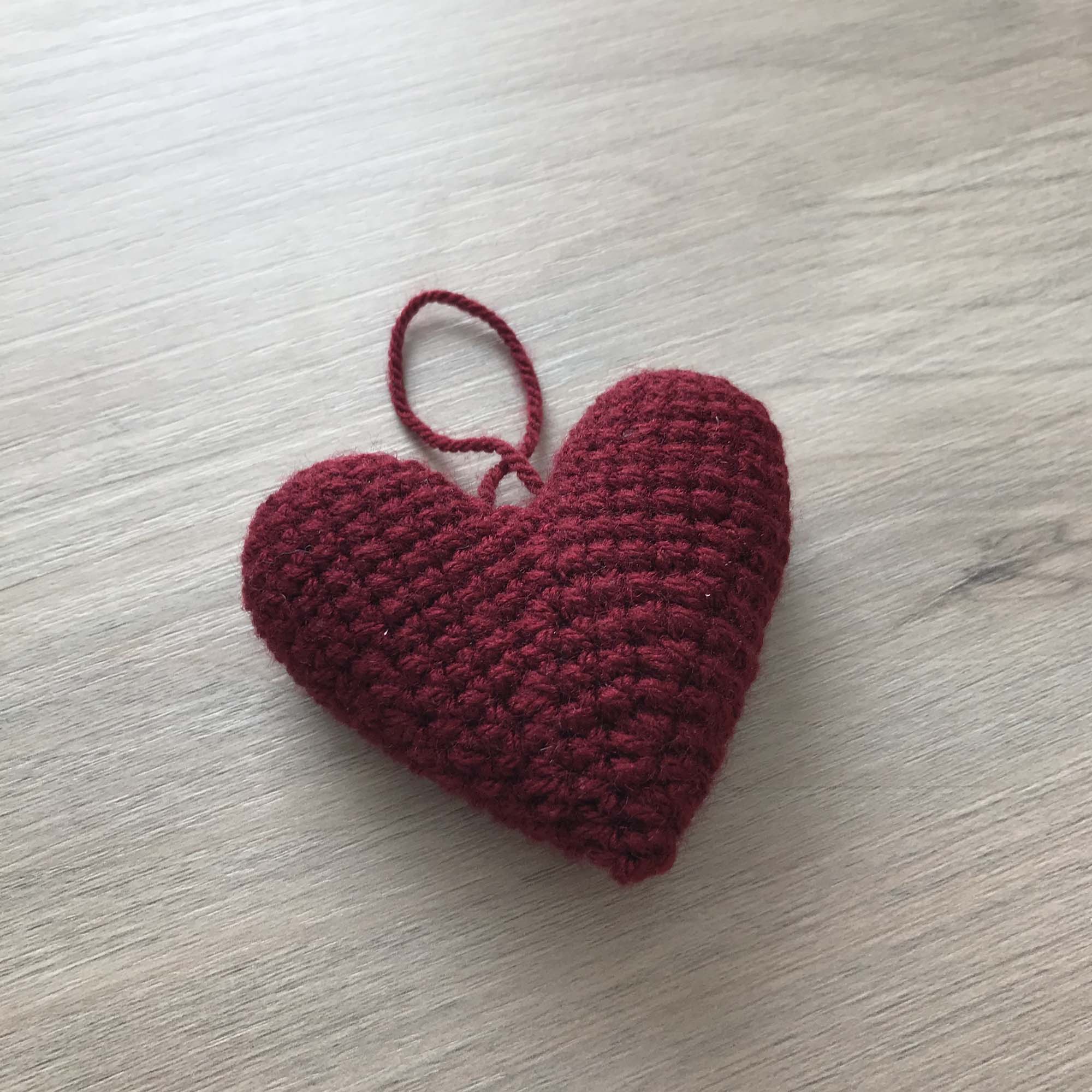Crochet Claret Hanging Heart Decoration