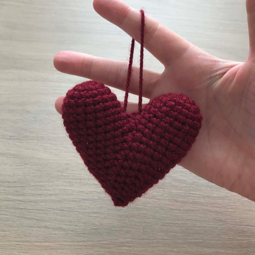 Crochet Claret Hanging Heart Decoration