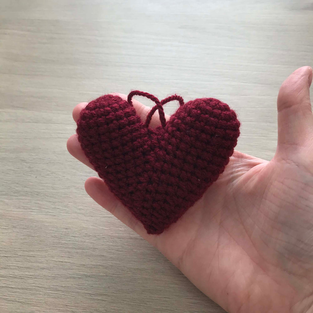 Crochet Claret Hanging Heart Decoration