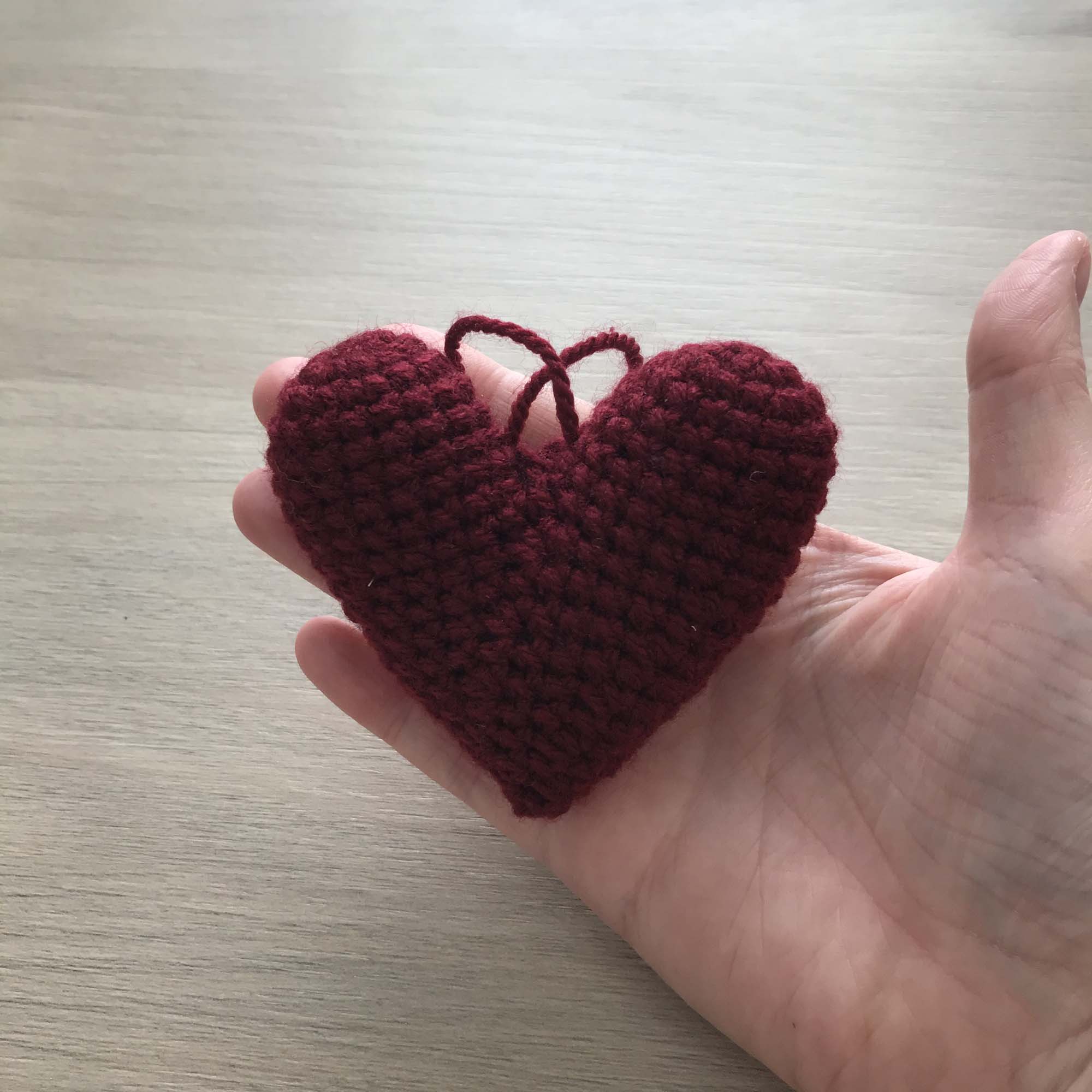 Crochet Claret Hanging Heart Decoration