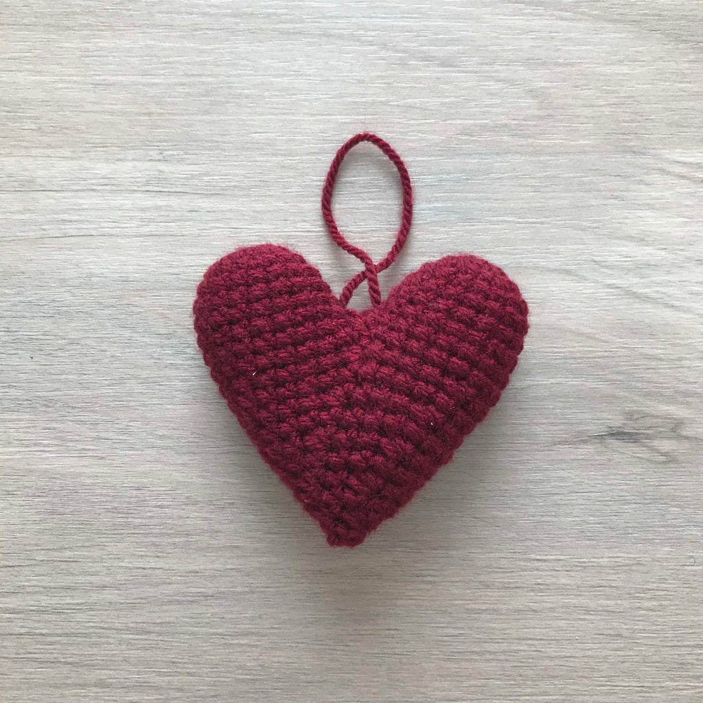 Crochet Claret Hanging Heart Decoration