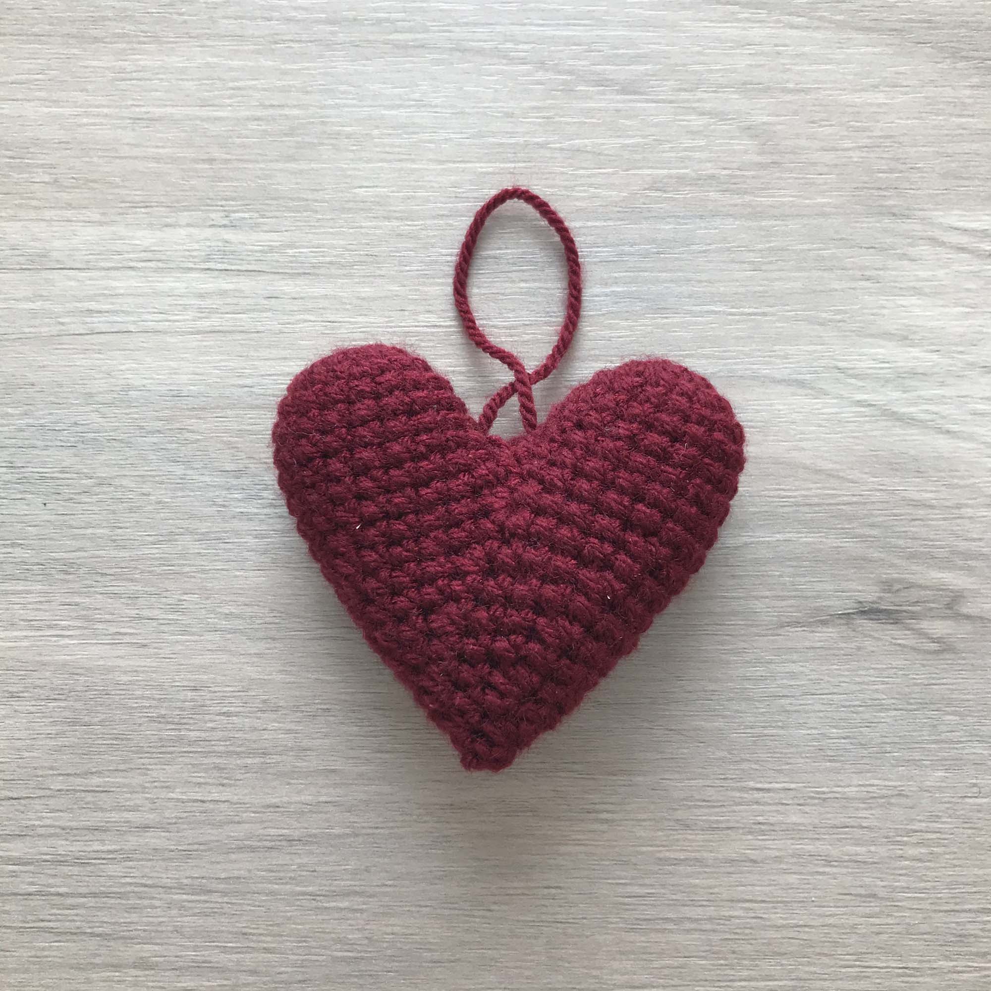 Crochet Claret Hanging Heart Decoration