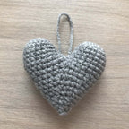 Crochet Light Grey Heart Hanging Decoration