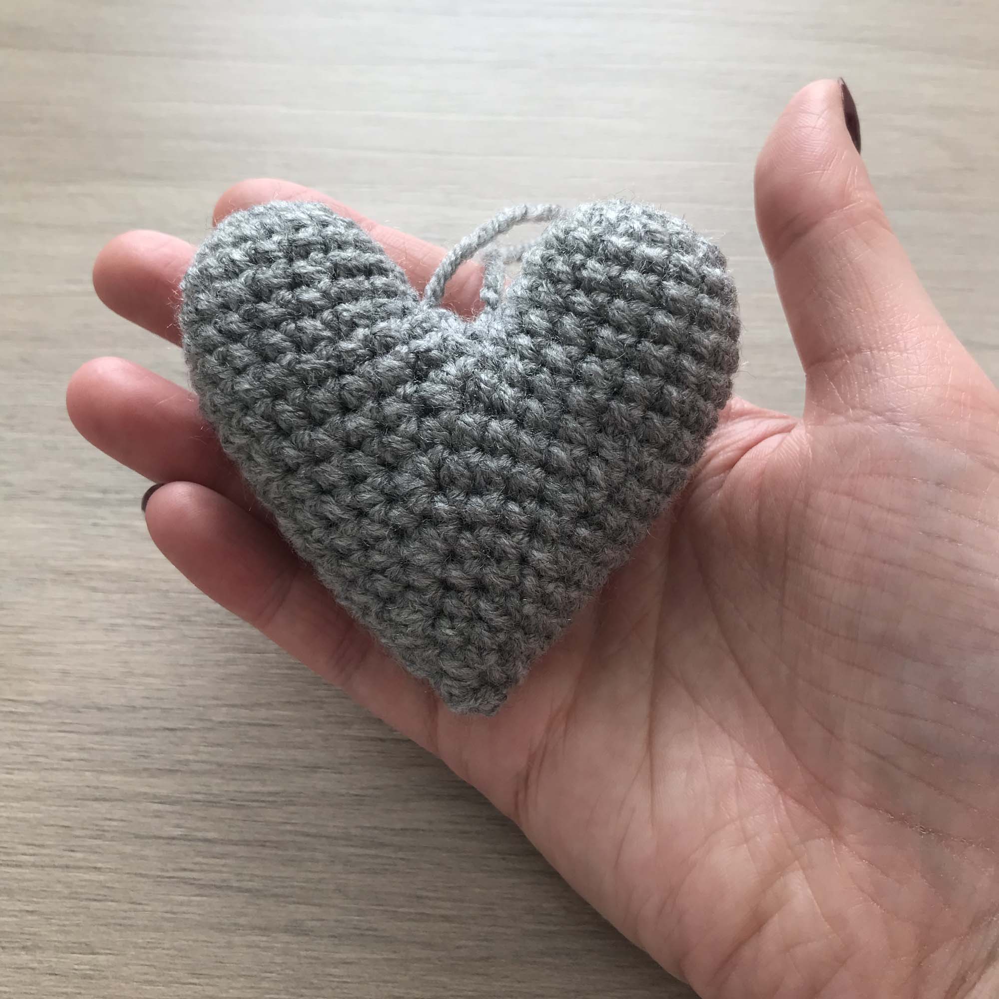 Crochet Light Grey Heart Hanging Decoration