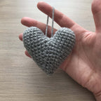 Crochet Light Grey Heart Hanging Decoration