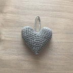 Crochet Light Grey Heart Hanging Decoration