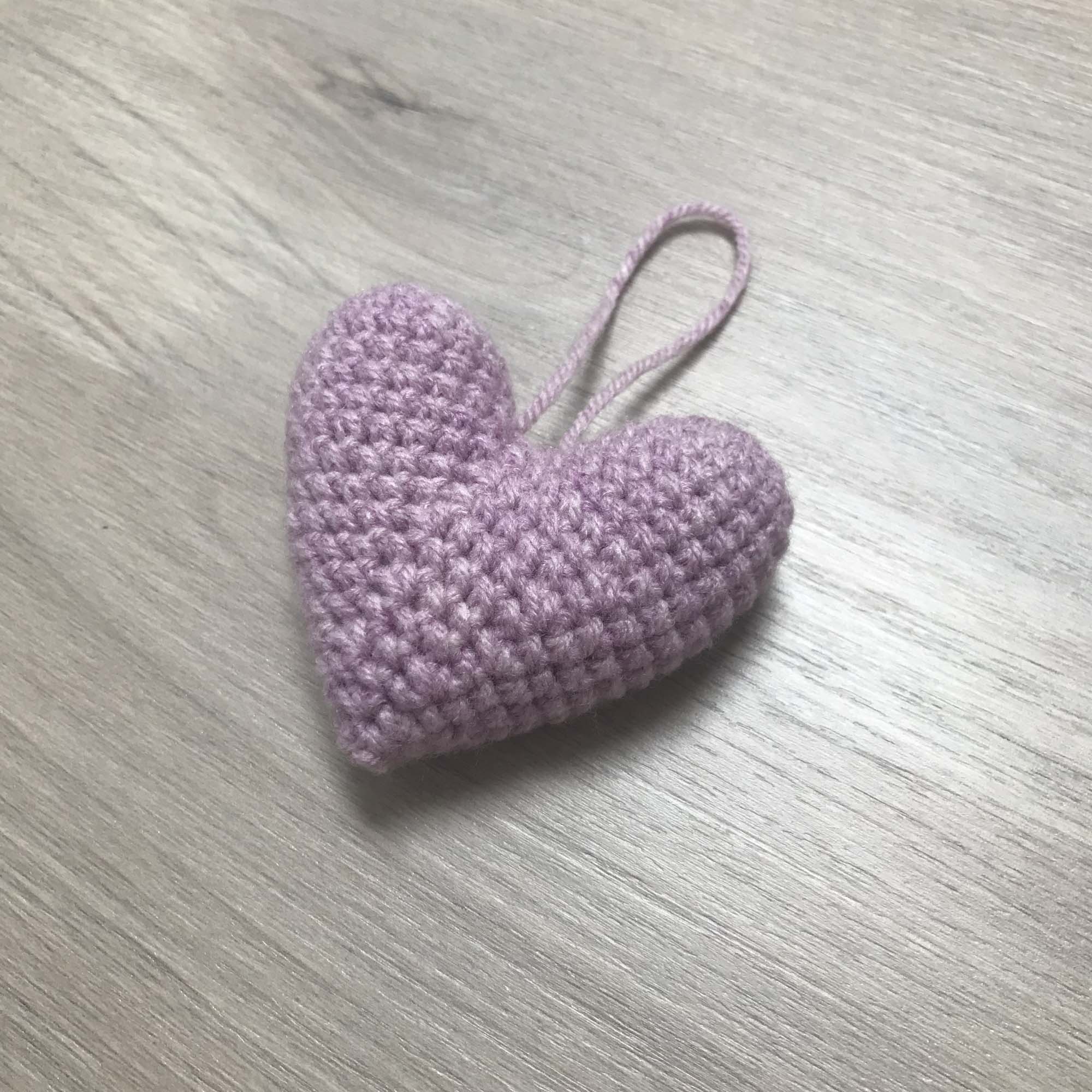 Crochet Mauve Heart Hanging Decoration