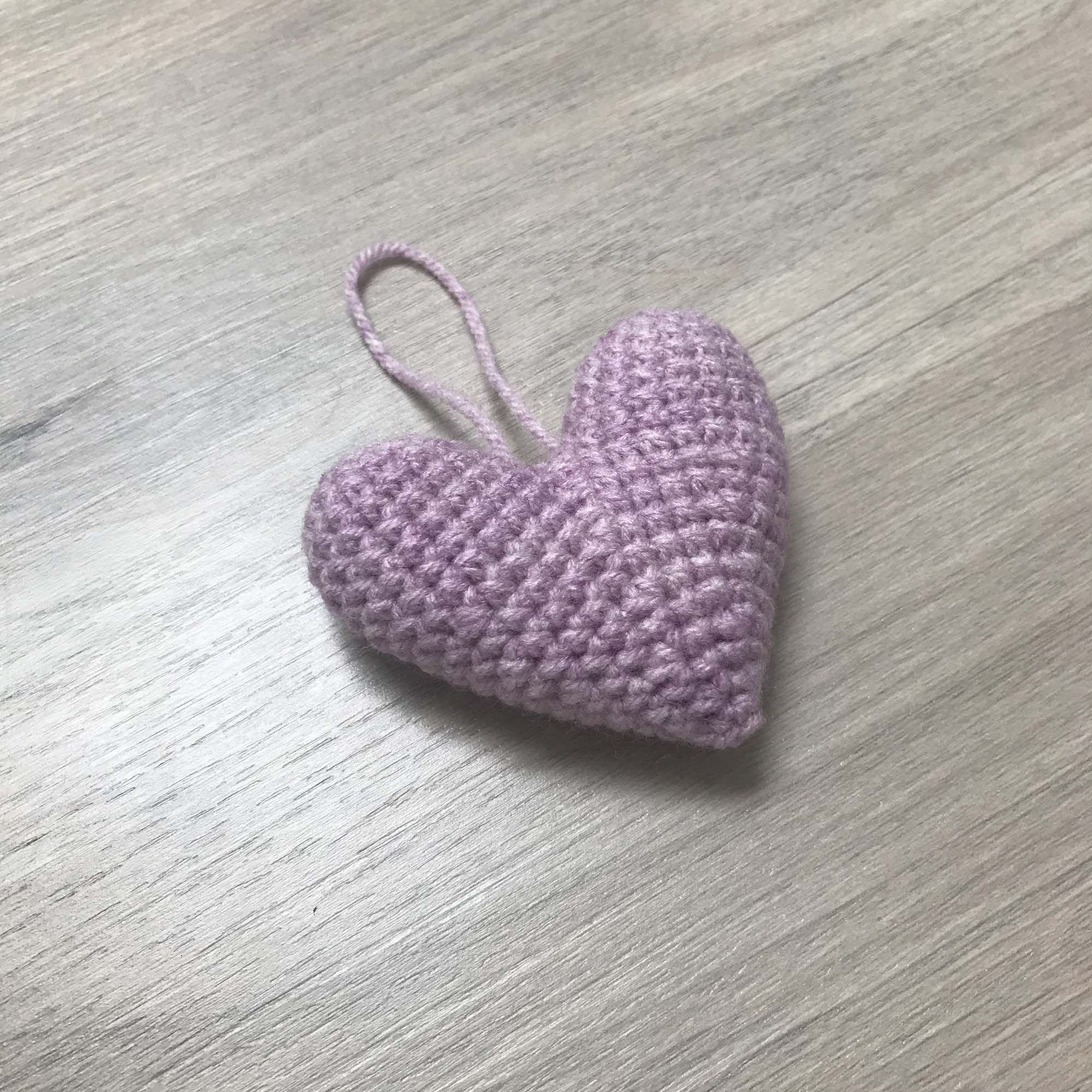 Crochet Mauve Heart Hanging Decoration