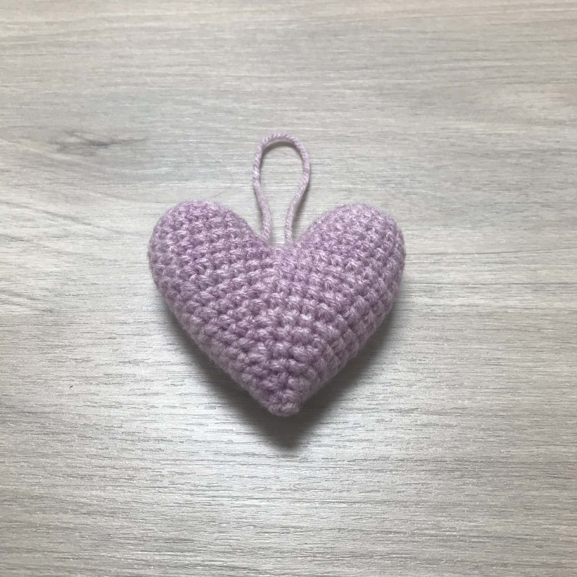 Crochet Mauve Heart Hanging Decoration